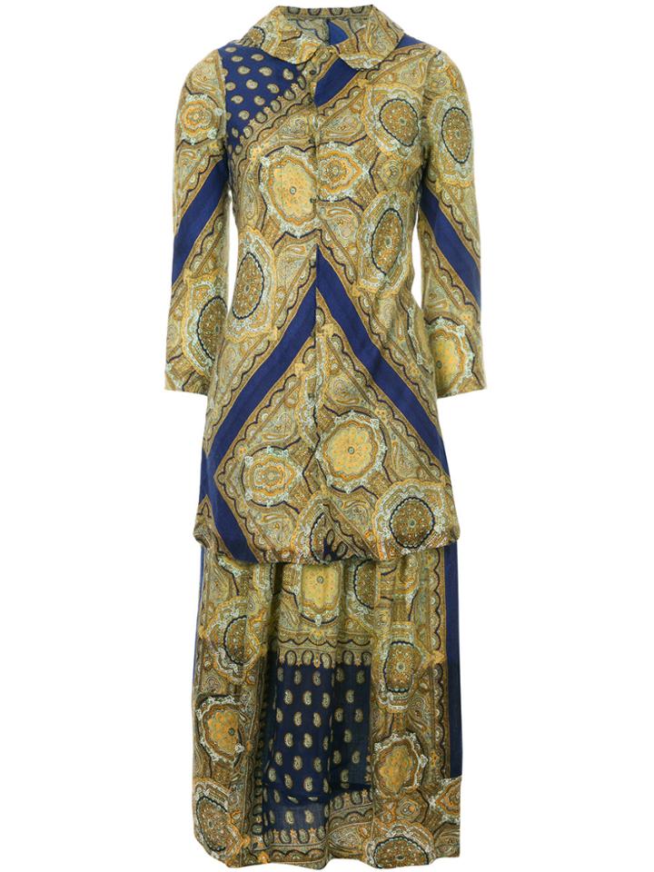 Comme Des Garçons Vintage Arabesque-print Skirt Suit - Blue