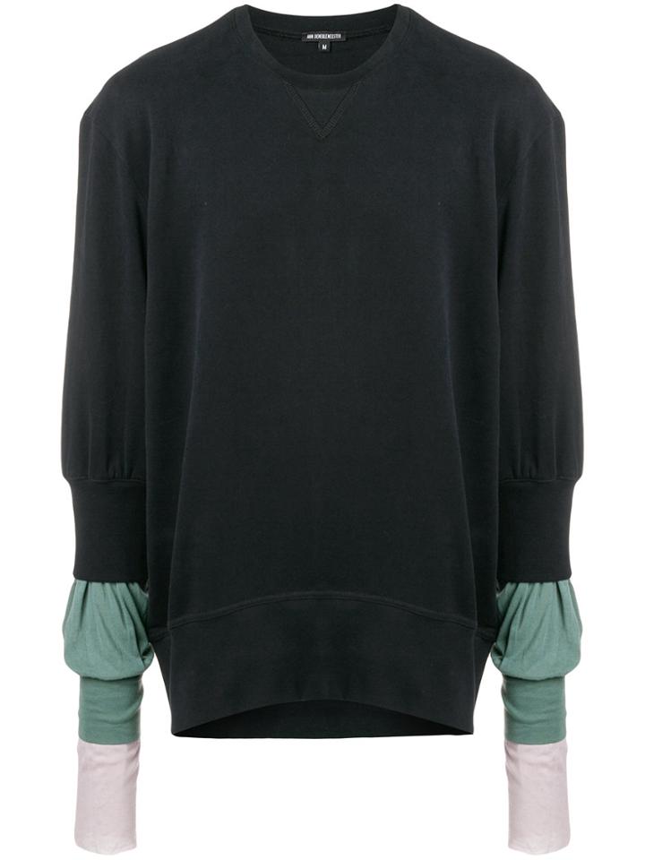 Ann Demeulemeester Contrast Sleeves Sweater - Black