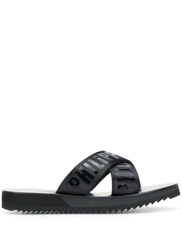 Philipp Plein Tm Criss-cross Slides - Black