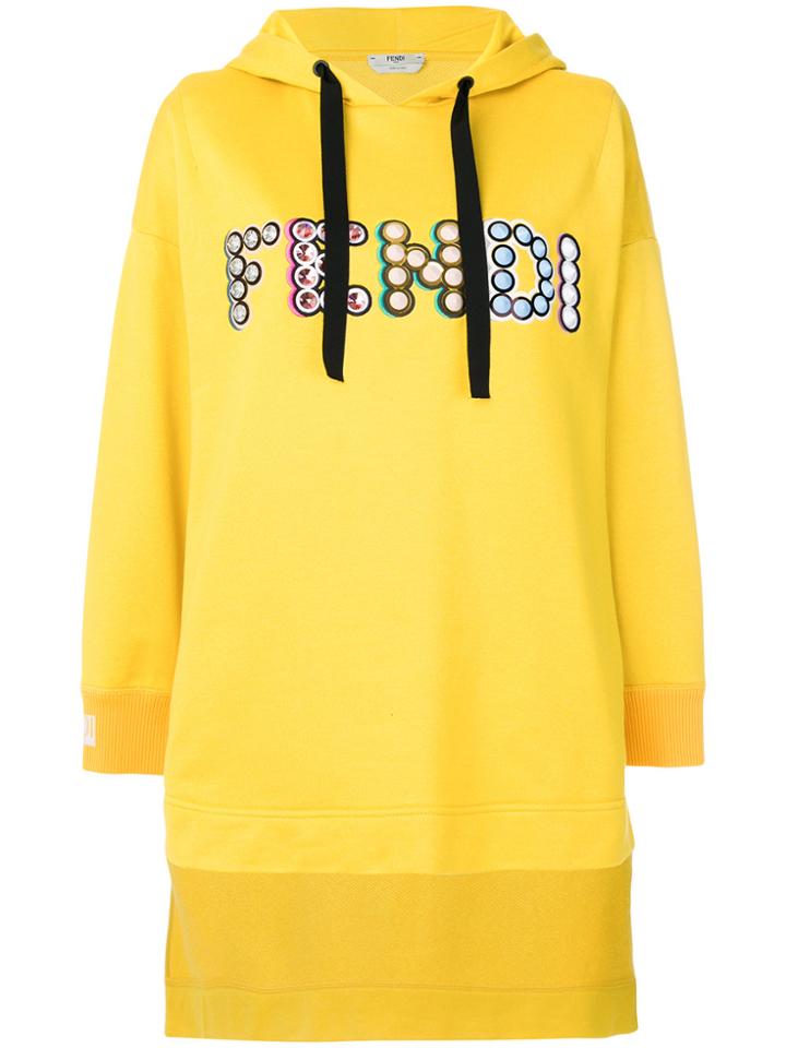 Fendi Logo Hooded Sweatshirt - Yellow & Orange