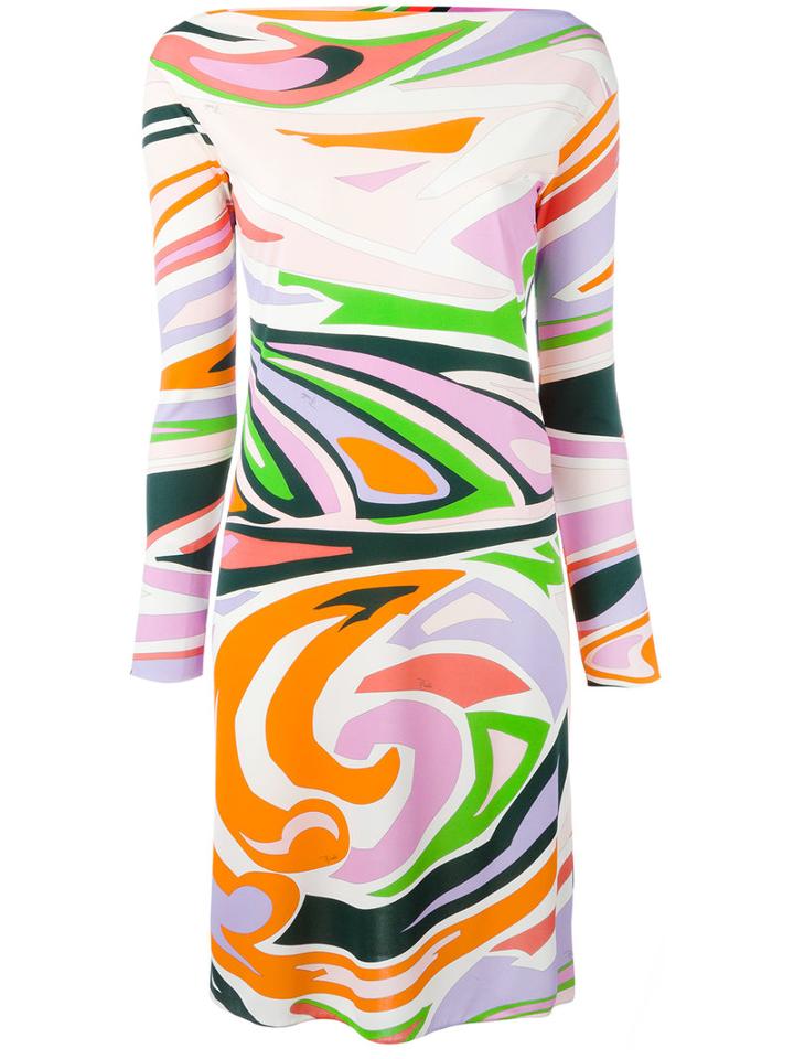 Emilio Pucci Printed Fitted Dress, Women's, Size: 42, Viscose/silk