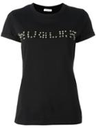 Mugler Studded Logo T-shirt, Women's, Size: Medium, Black, Cotton