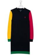 Ralph Lauren Kids Teen Colour-blocked Knitted Dress - Blue