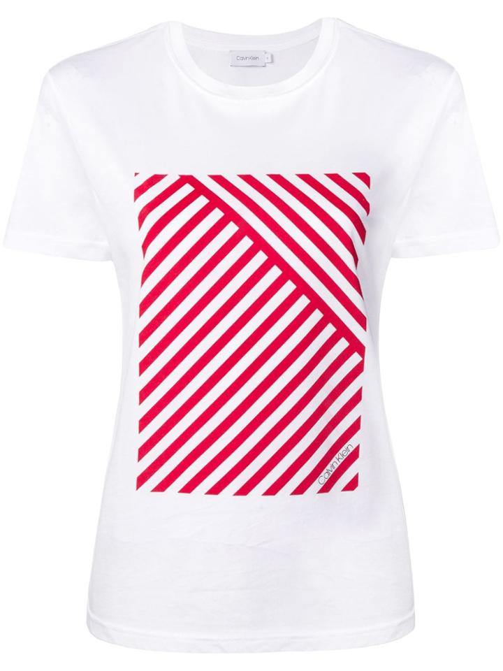 Calvin Klein Striped Print T-shirt - White