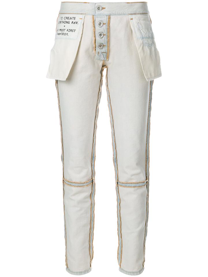 Unravel Project Skinny Reversed Trousers - Nude & Neutrals