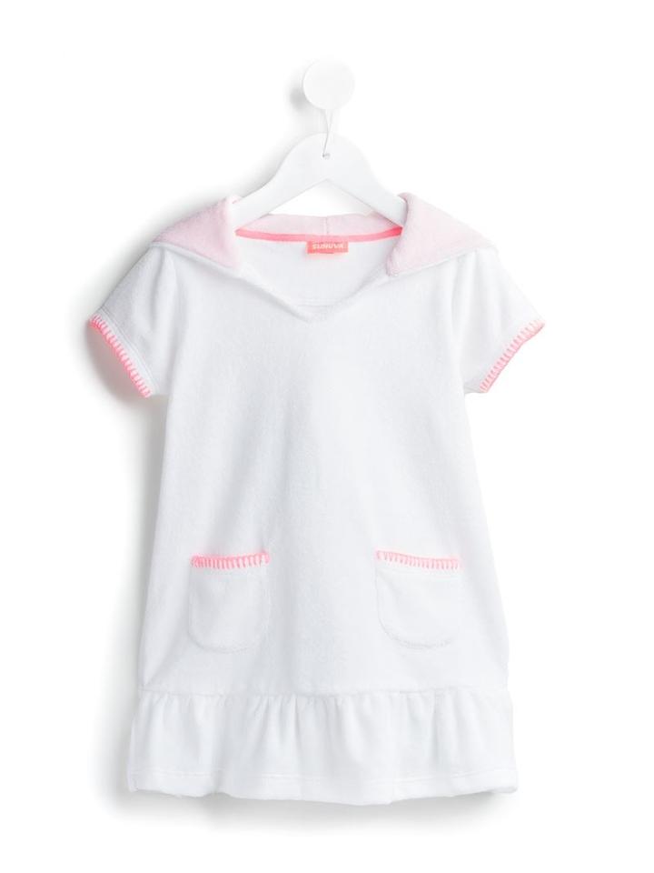 Sunuva Towelling Hooded Dress, Girl's, Size: 12 Yrs, White