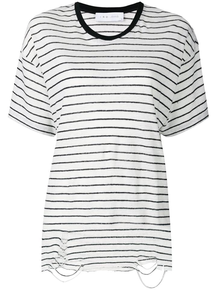 Iro Distressed Hem Striped T-shirt - White
