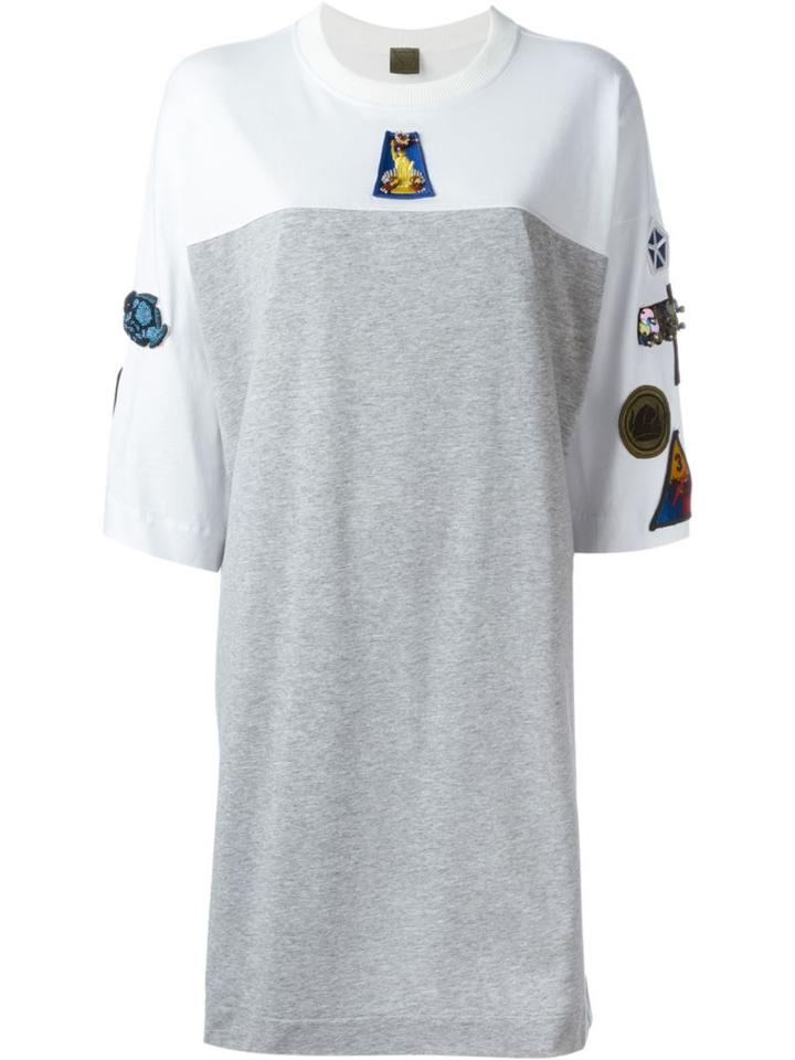 Mr & Mrs Italy Patch Oversized T-shirt, Women's, Size: 40, Grey, Cotton/glass