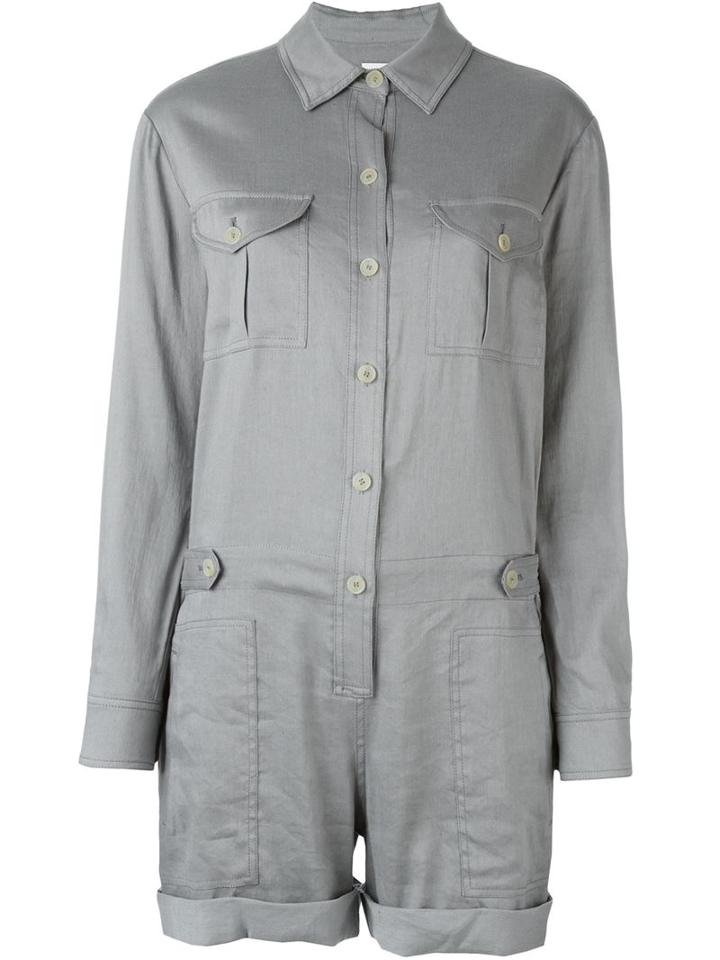 Vince Shirt Playsuit, Women's, Size: 4, Grey, Polyester/linen/flax/viscose/spandex/elastane