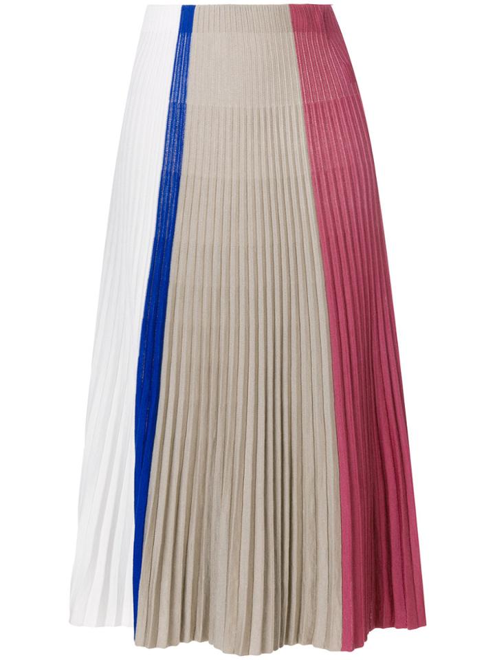 Agnona Colour Block Pleated Skirt - Nude & Neutrals