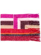 Altea Striped Intarsia Scarf - Red