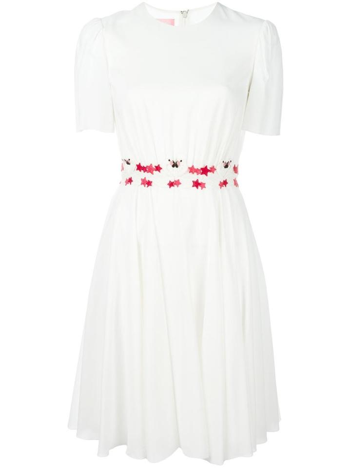 Giamba Stars Embroidered Dress, Women's, Size: 40, White, Viscose/spandex/elastane/polyester