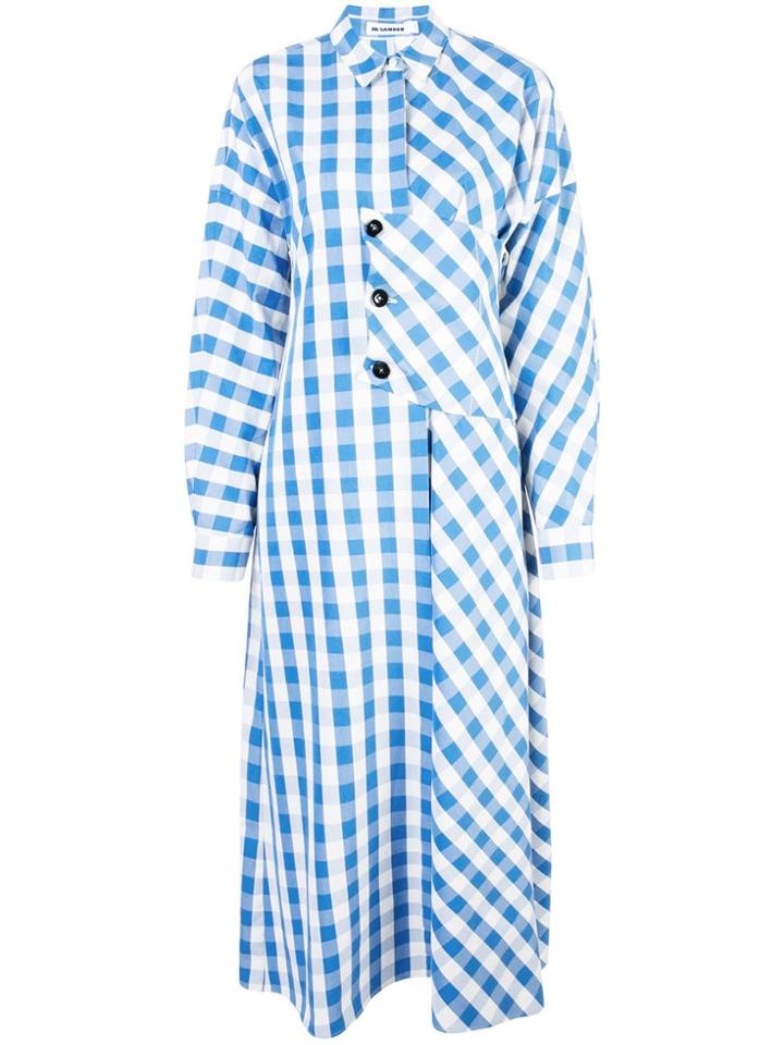 Jil Sander Gingham Check Shirt Dress - Blue