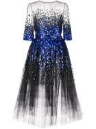 Oscar De La Renta Paillette-embellished Ombré Dress - Blue