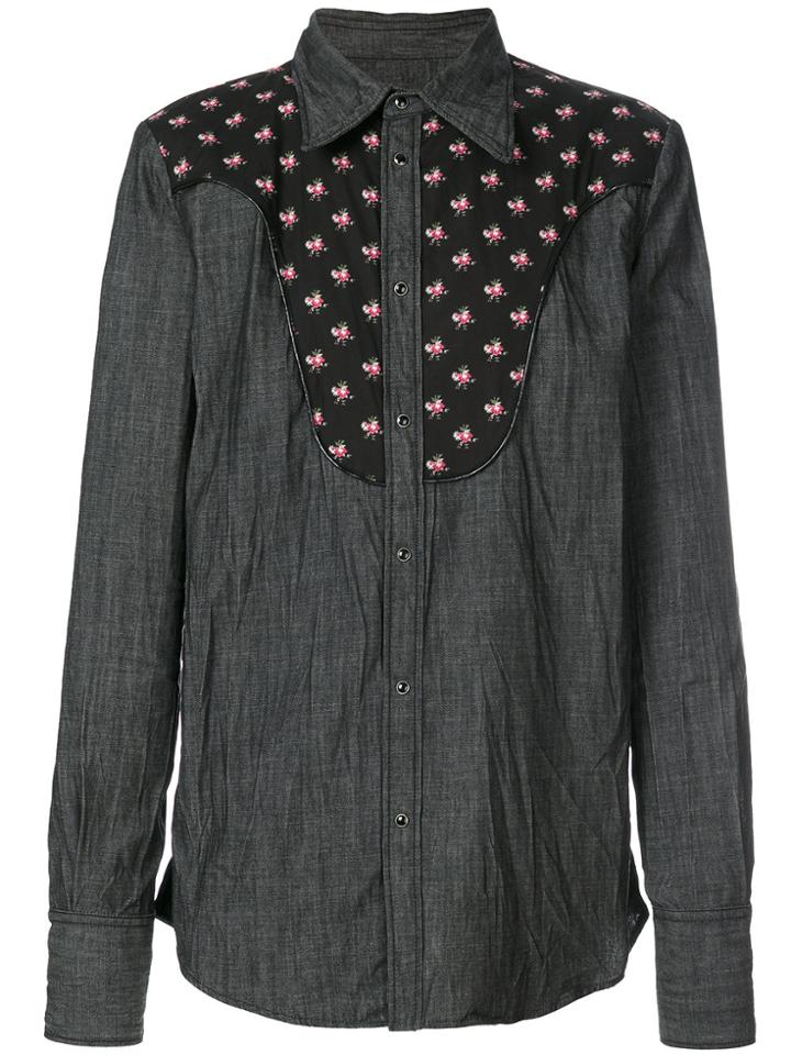 Dsquared2 Floral Insert Western Shirt - Black