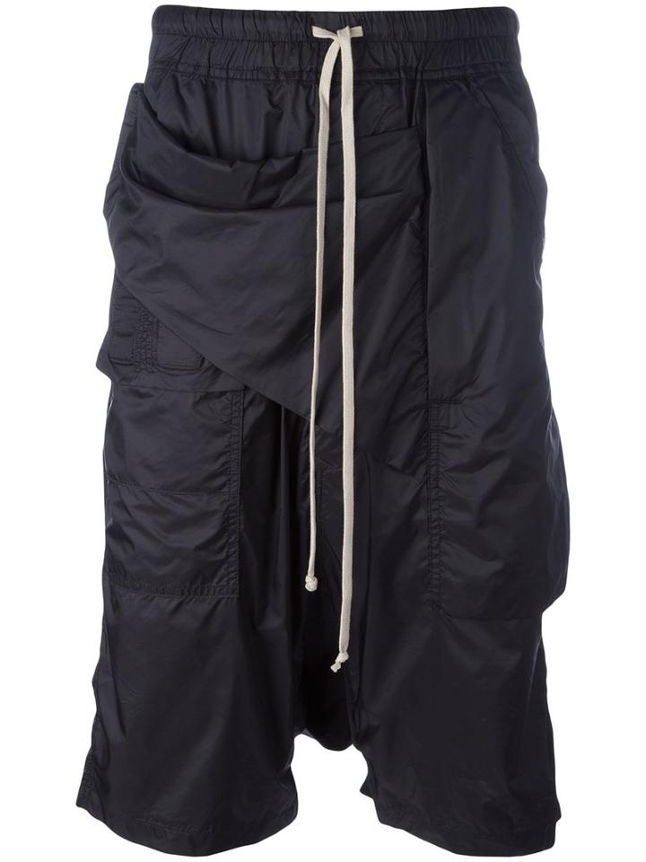 Rick Owens Drkshdw Drop Crotch Shorts, Size: Small, Black, Polyamide