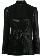 Giorgio Armani Sequin Blazer, Women's, Size: 42, Black, Polyamide/polyester/spandex/elastane/silk