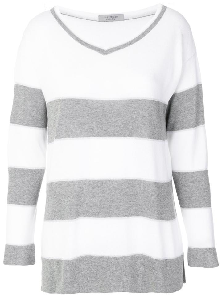 D.exterior Striped Jumper - White