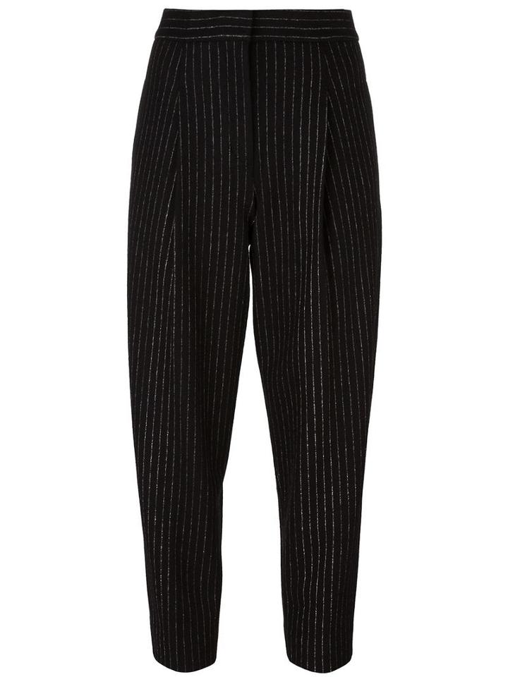 Dkny Pinstripe Pleated Trousers, Women's, Size: 4, Black, Polyester/wool