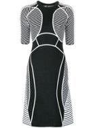 Versace Graphic Knit Panelled Dress - Black