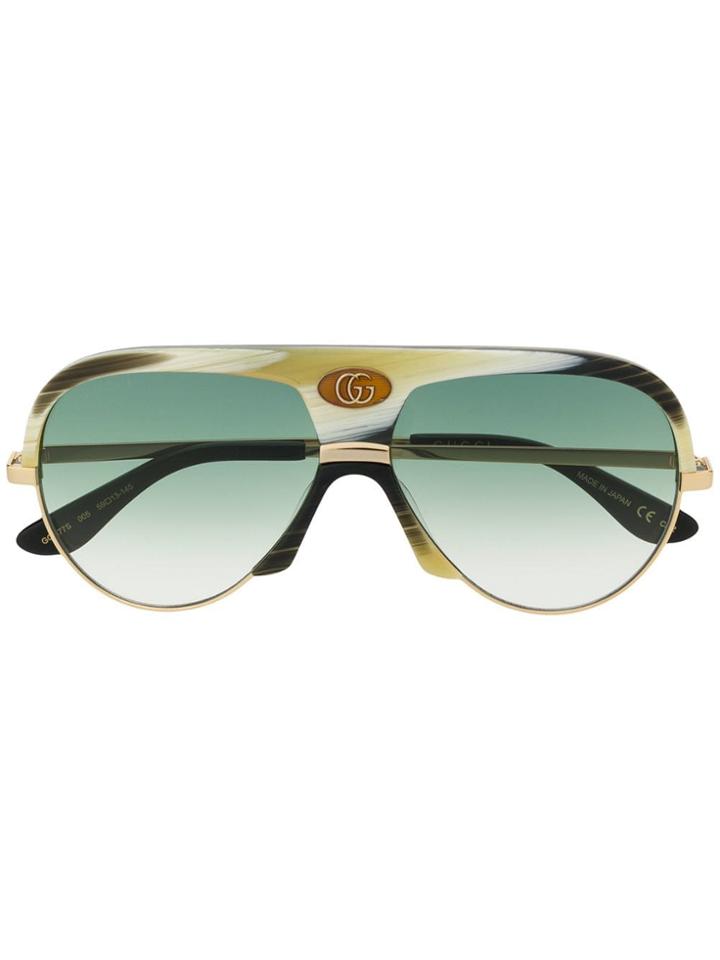 Gucci Eyewear Logo Aviator Sunglasses - Neutrals