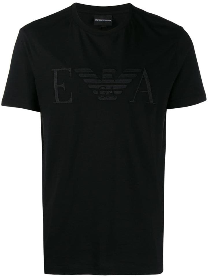 Emporio Armani Logo Print Crew Neck T-shirt - Black