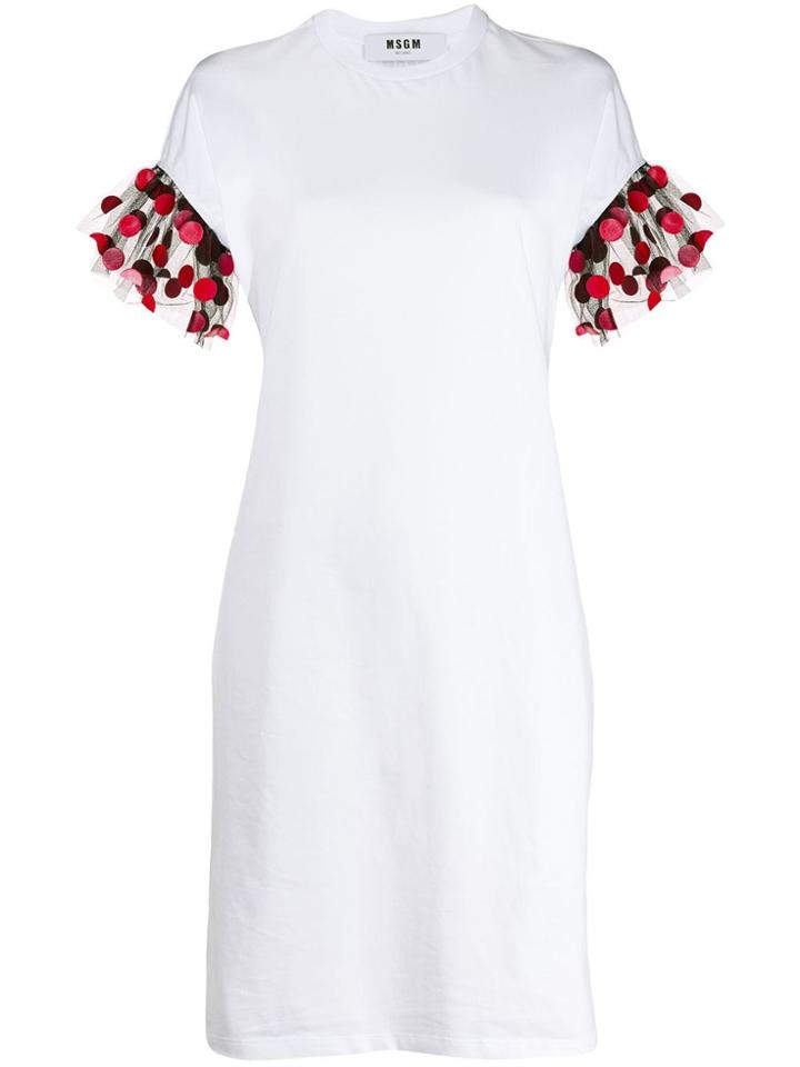 Msgm Tulle Sleeved T-shirt Dress - White