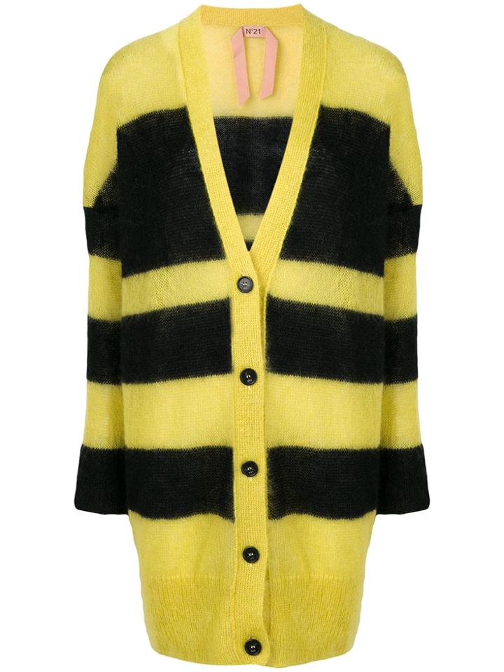 No21 Striped Oversized Cardigan - Yellow & Orange