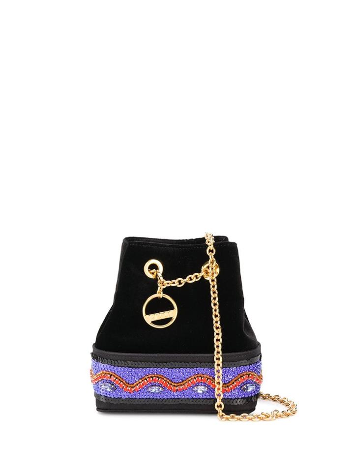 Emilio Pucci Embellished Satin Bonita Mini Bucket Bag - Black