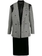Comme Des Garçons Homme Plus Layered Zigzag Print Coat - Black