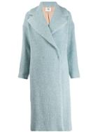 Semicouture Double-breasted Textured Coat - Blue