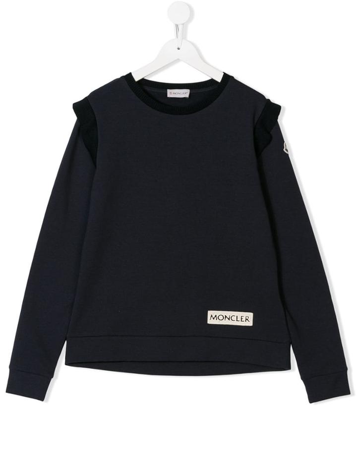 Moncler Kids Teen Ruffle Trimming Sweatshirt - Blue
