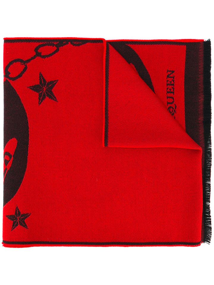 Alexander Mcqueen - Intarsia-knit Scarf - Men - Wool - One Size, Red, Wool