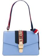 Gucci Sylvie Shoulder Bag, Women's, Blue, Leather/suede/cotton/metal