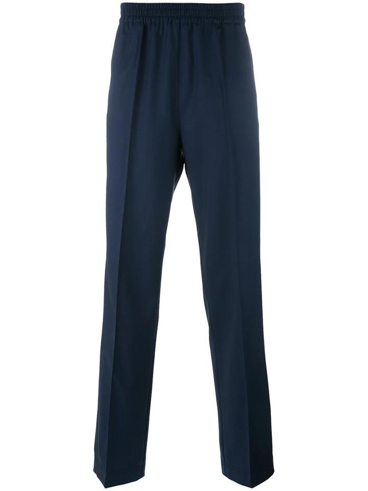 Msgm Regular Track Pants, Men's, Size: 48, Blue, Virgin Wool/spandex/elastane/cotton
