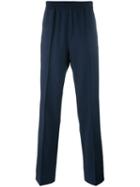 Msgm Regular Track Pants, Men's, Size: 48, Blue, Virgin Wool/spandex/elastane/cotton