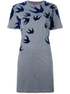 Mcq Alexander Mcqueen Swallow Print T-shirt Dress, Women's, Size: Small, Grey, Cotton