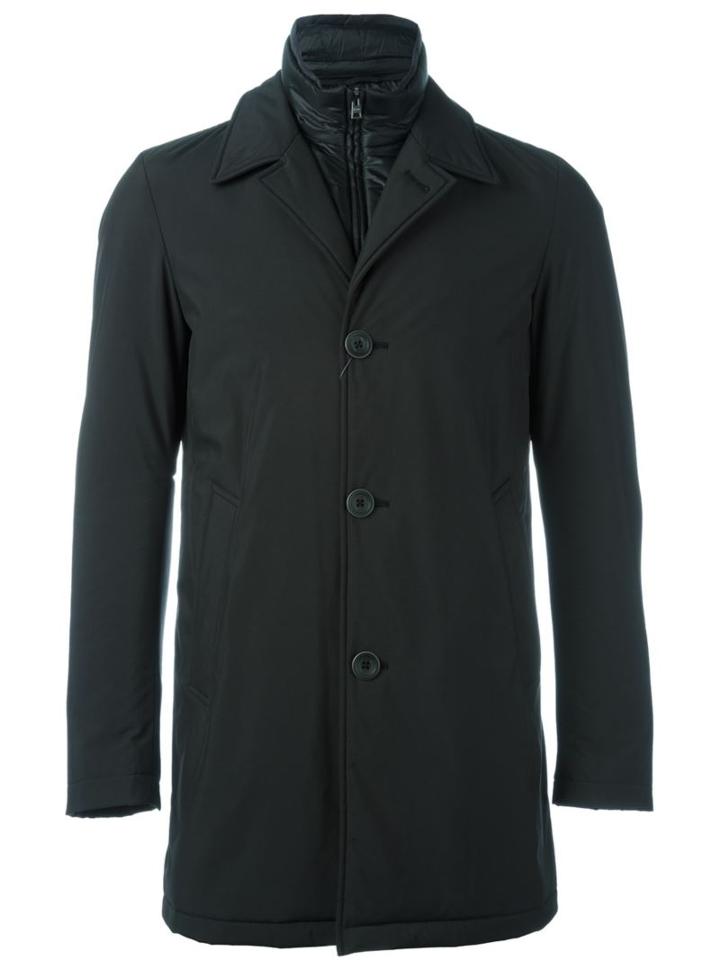 Herno Classic Raincoat, Men's, Size: 54, Black, Polyester/cotton/acrylic/polyester