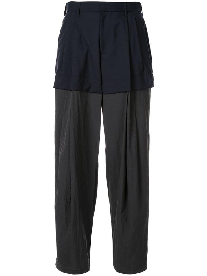 Kolor Colour-block Cropped Trousers - Blue