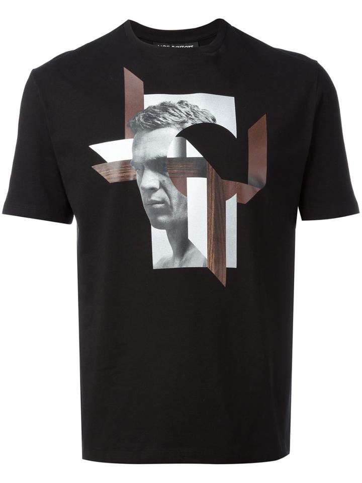 Neil Barrett Graphic Print T-shirt, Men's, Size: Xs, Black, Cotton