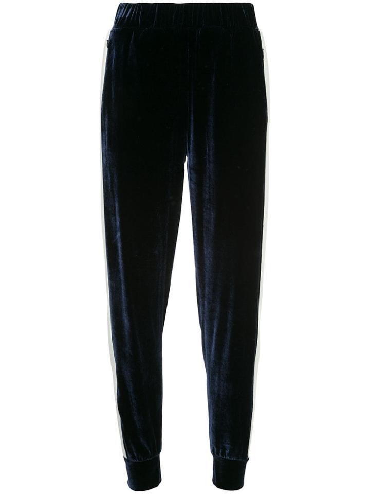 Sykes Side Stripe Velvet Joggers - Blue