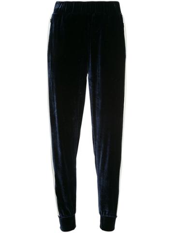 Sykes Side Stripe Velvet Joggers - Blue