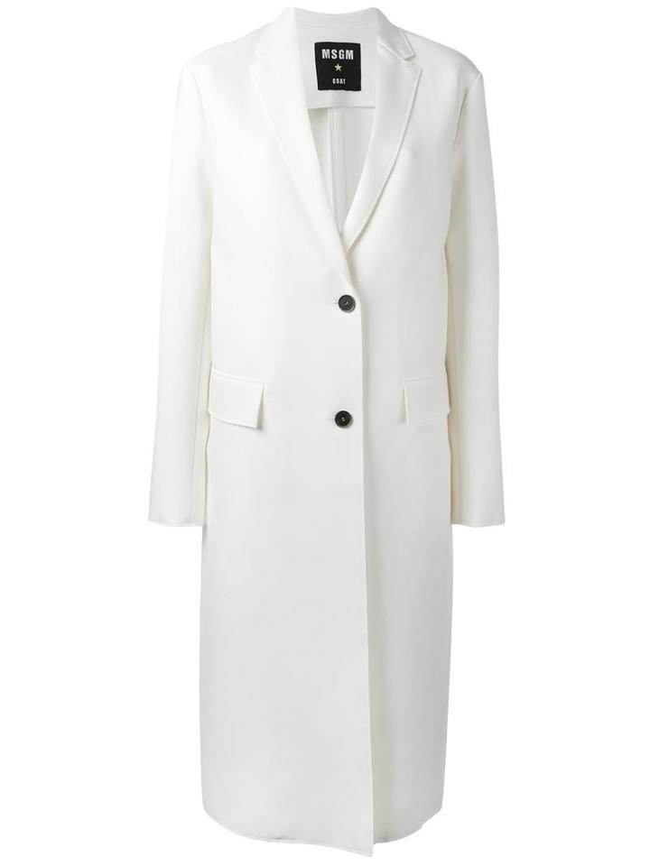 Msgm Buttoned Coat, Women's, Size: 40, White, Polyester/spandex/elastane/viscose