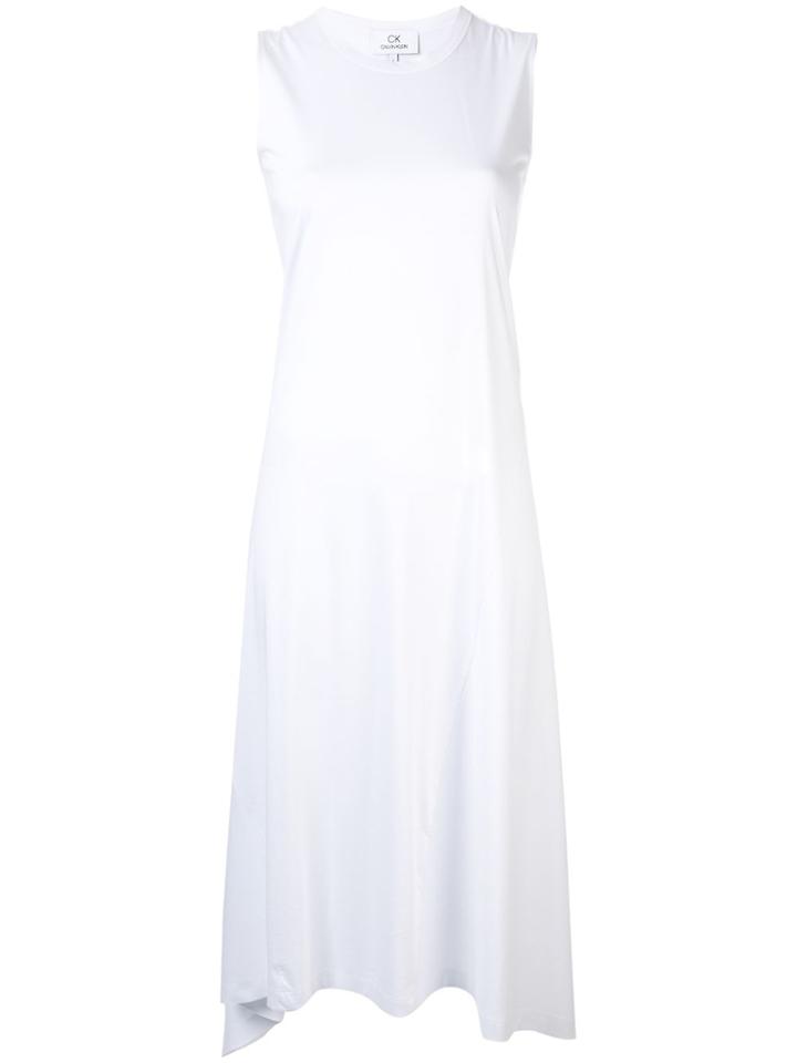 Ck Calvin Klein Asymmetric Hem Dress - White