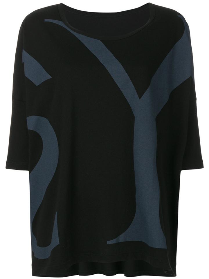 Y's Logo Print Relaxed T-shirt - Black
