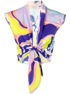 Emilio Pucci Mirabilis Print Tie Front Top - Blue