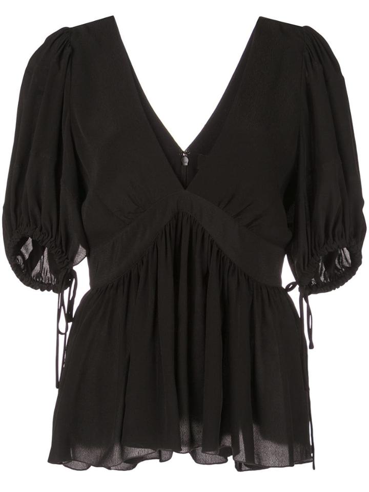 Proenza Schouler Ruched Tie Short Sleeve Top - Black