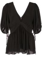 Proenza Schouler Ruched Tie Short Sleeve Top - Black
