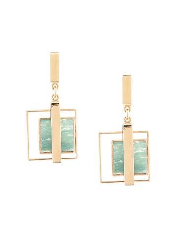 Crystalline Moss Agate Earrings - Gold