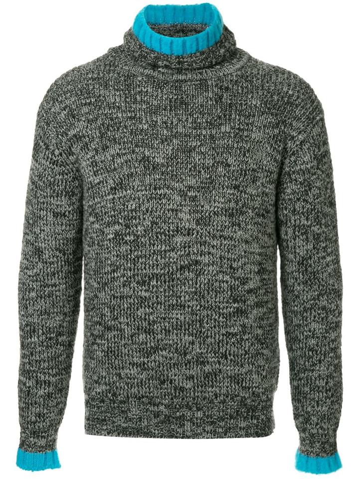 Facetasm Roll Neck Ribbed Jumper - Grey